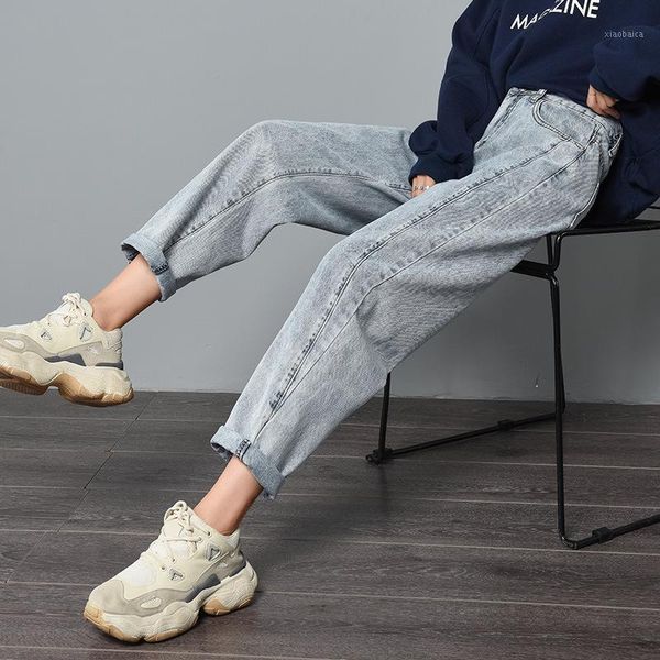 

spring autumn jeans 2019 new fashion casual tide high waist jeans plus size 25-34 femme women loose harem pants1, Blue