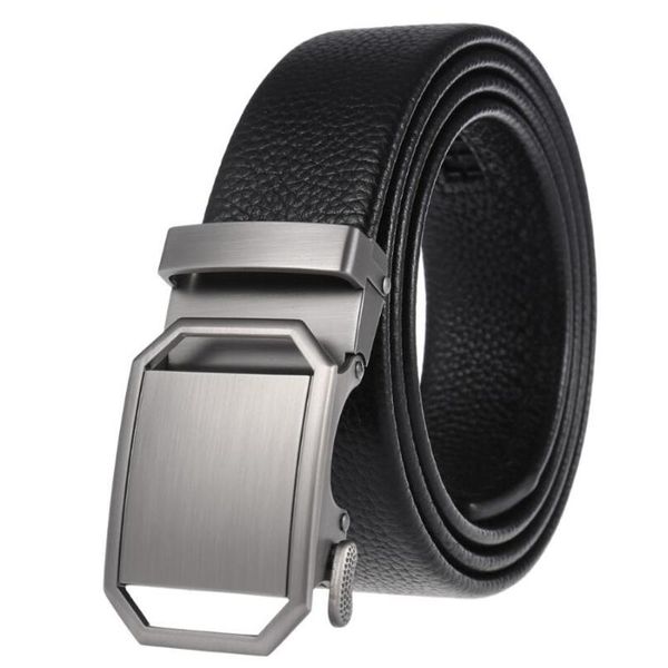 

men automatic buckle belt new men's leather ratchet belt automatic sliding buckle designer for men waistband, Black;brown