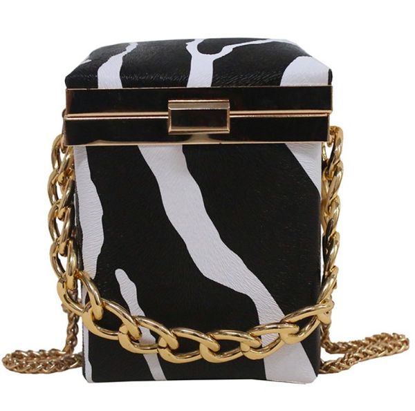 

zebra leopard pattern pu leather box bags for women mini shoulder handbags female travel totes lady cross body bag