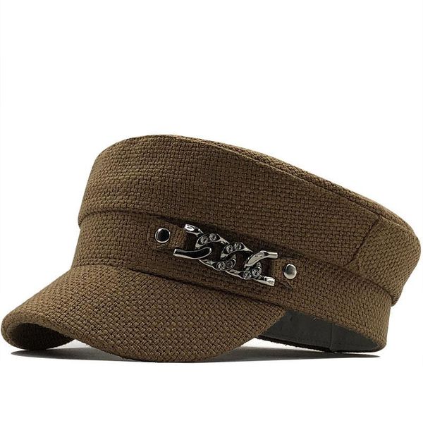 

2020 весна новая ретро цепь плоский топ вмф летние открытые повседневные caps octagonal cap регулируемые для женщин bbyocn, Black;white