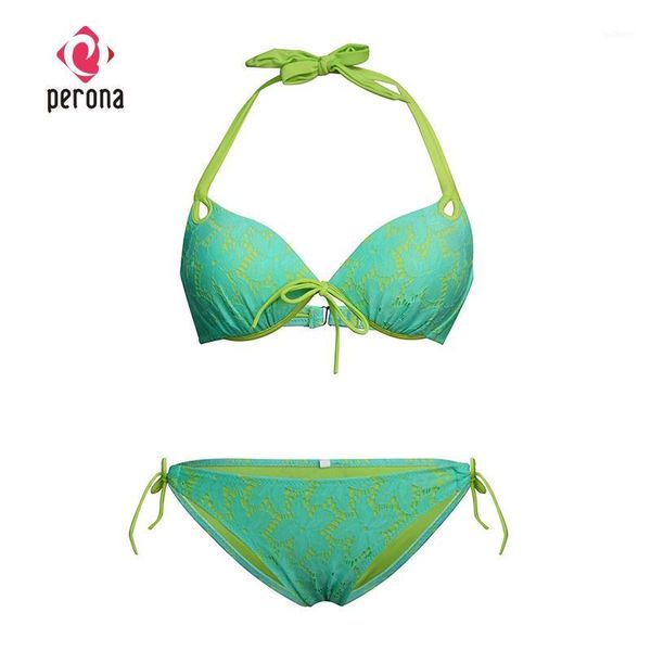 

perona women bikini set print swimwear push up swimsuit two piece bathing suit padded swimming suit 20201, White;black