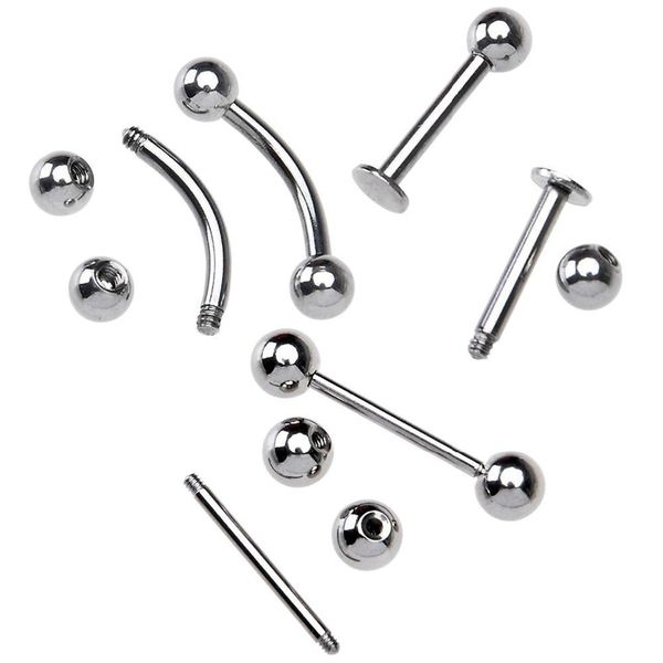

modrsa 20pcs/set 14g 16g body piercing tools kit needle disposable for horseshoe ring captive lip eyebrow tongue body jewelry q sqctic, Silver