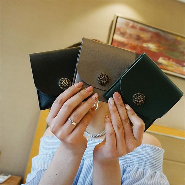 

simple short coin purse women vintage hasp wallet bifold solid card bag pu leather female wallets 3 color, Red;black