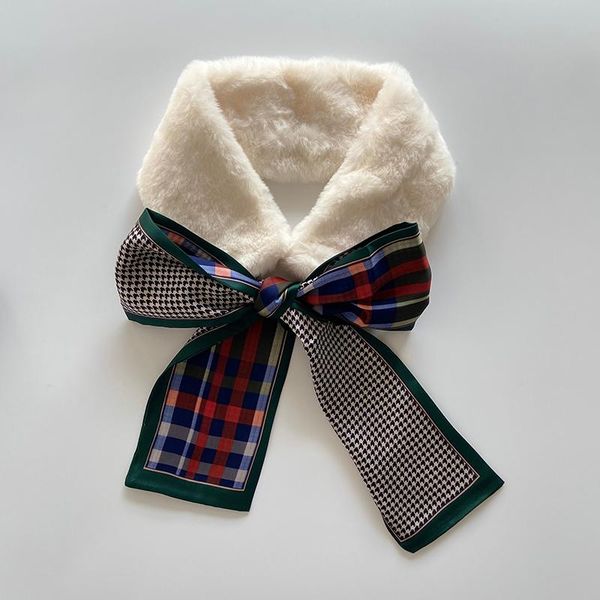 

scarves 2021 streamer warm plush scarf women thickening warming female cross fur collar winter fluffy shawl foulard, Blue;gray