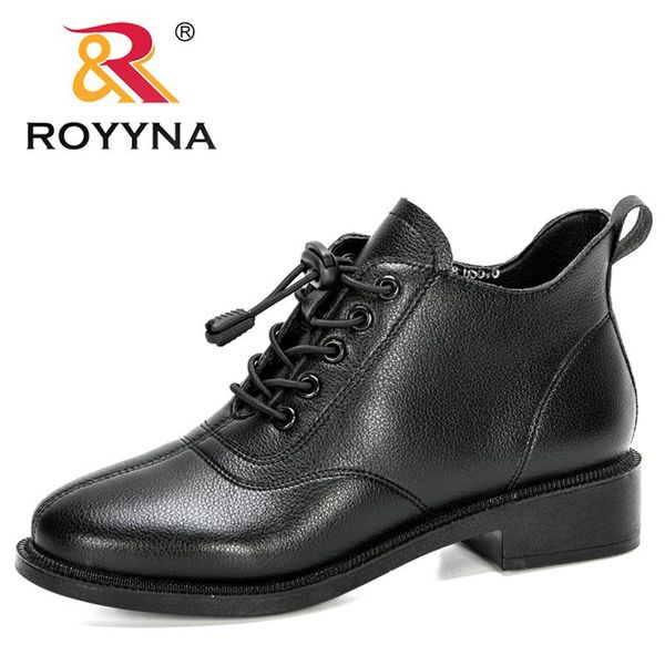 

royyna 2020 new designers women boots soft synthetic leather boots ladies ankle winter casual booties feminimo comfortable, Black