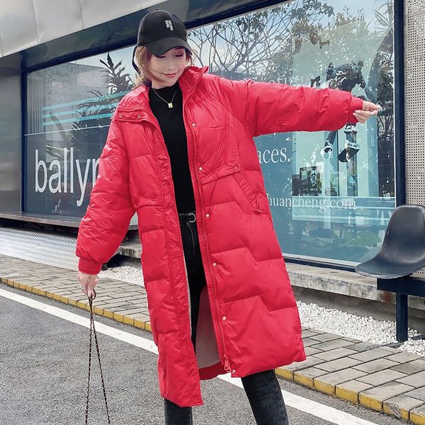 

2020 winter down jacket for women casual fashion parkas women bright candy-color long thick warm outwear female long knee-lengt q1217, Black