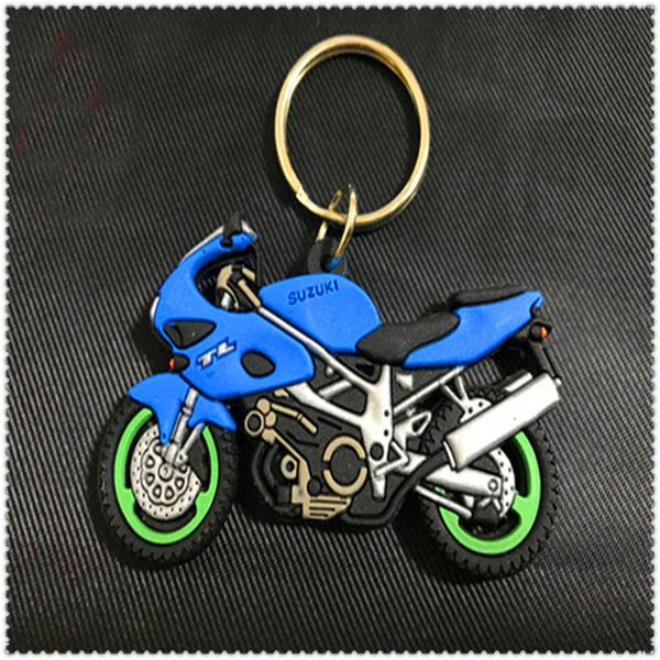 

silicone motorcycle soft rubber double car sided men's bicycle chain key ring pendant giftk2zz, Silver