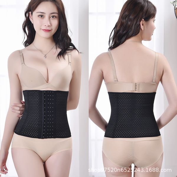 

garment hollow belly 6-row buckle large size body shaping waist belt, Gray