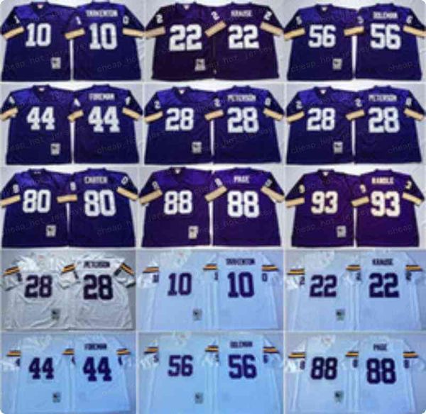 

vintage randy moss fran tarkenton paul krause chuck foreman chris doleman carter john randle peterson alan football jersey, Black;red