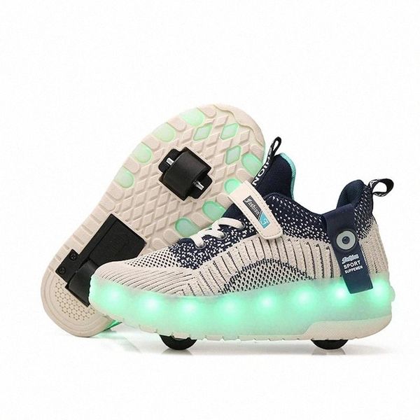 

risrich kids led light roller usb shoes for boys girl children luminous light up skate sneakers with on wheels kids skates shoes #vb7a