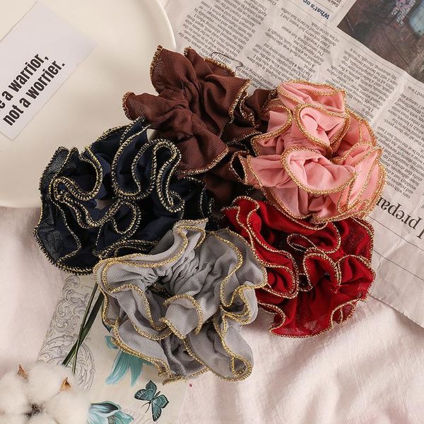 

fashion gold trim hair scrunchies elastic ponytail holder women headband elastic hair bands bobble ties rope accessories