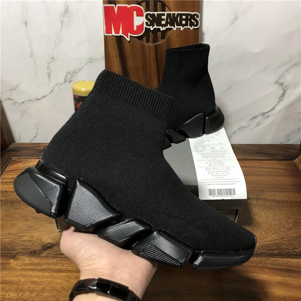 

luxury brand designer socks shoes parisÂ knitting mesh men women speed runner sneakers black white slip on triple s soft casual trainers snea