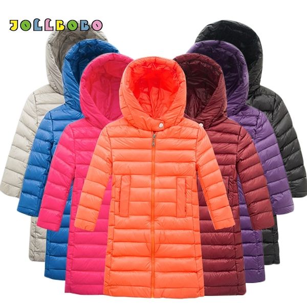 

winter children long down jackets coats for kids boys girls fashionable white duck ultra thin down jacket hooded warm parka 201102, Blue;gray