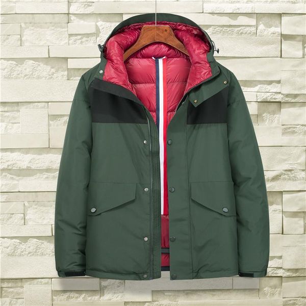 

wwkk hight quality 2020 down jacket men thick warm 90% white duck down hooded natural fur collar man waterproof men coat1, Black