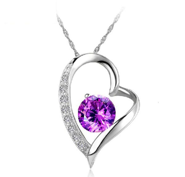 

diamonds white heart austrian love crystal pendant purple statement necklace fashion class women girls ladies elements j