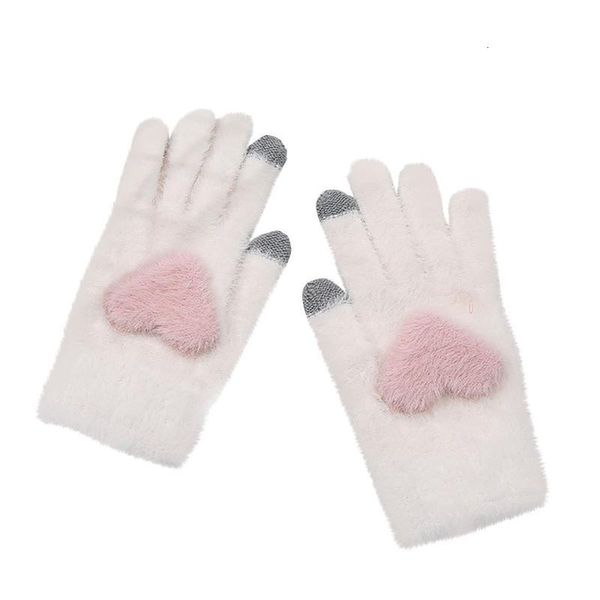 

women' winter gloves fashion keep warm cashmere lovely love weave knitted gloves love print mittens guantes mujer #yj, Blue;gray