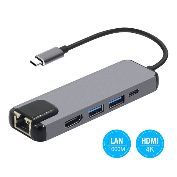 

usb hub usb type c adapter to hdmi usb3.0 pd fast charging rj45 ethernet for macbook pro air usb c hub