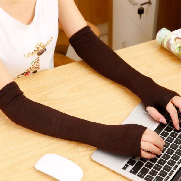 

Hot Sale Korean Style Ladies Gloves Half-Finger Gloves Women Winter Cute Autumn And Winter Fingerless Long Arm Sleeve, Blue;gray