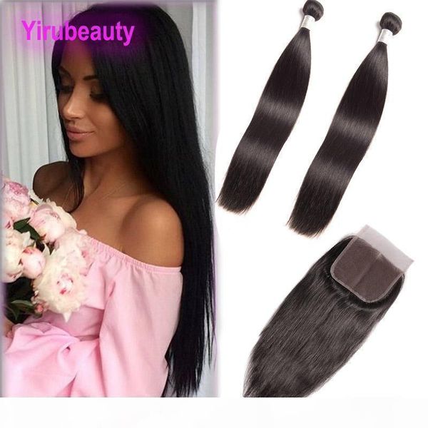 

brazilian virgin hair 2 bundles with 5x5 lace closure 3 pieces lot straight human hair extensions 8-30inch silky straight natural color, Black;brown