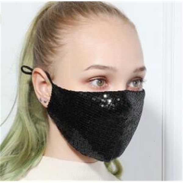 

reusable washable sequin face bling paillette lady salon cotton mask dust-proof protective adjustable designer masks 1a1cvs