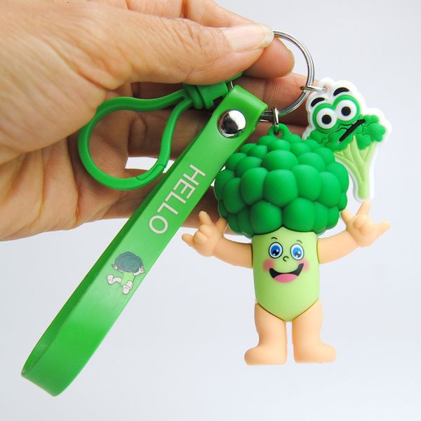 

cauliflower creative cartoon 3d figure key chain vegetable mushroom bag pendant gift, Silver