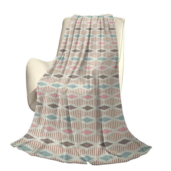 

pastel colored geometric pattern with rhombuses and stripes tribal compositionoffice leisure blankets