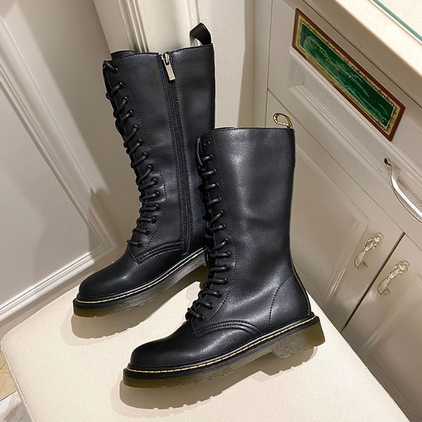 

high heeled martin boots winter coarse heel woman shoes desert boots 100% leather high heel boots lace up high heels large size 35-40, Black