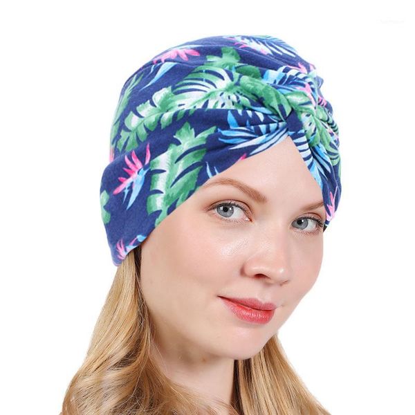 

explosion garden idyllic twisted hat, cotton turban hat, chemotherapy hat1, Blue;gray
