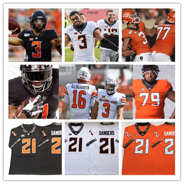 

custom oklahoma state cowboys football jersey antonio smith walt garrison justin blackmon thurman thomas tre flowers oklahoma state jersey, Black