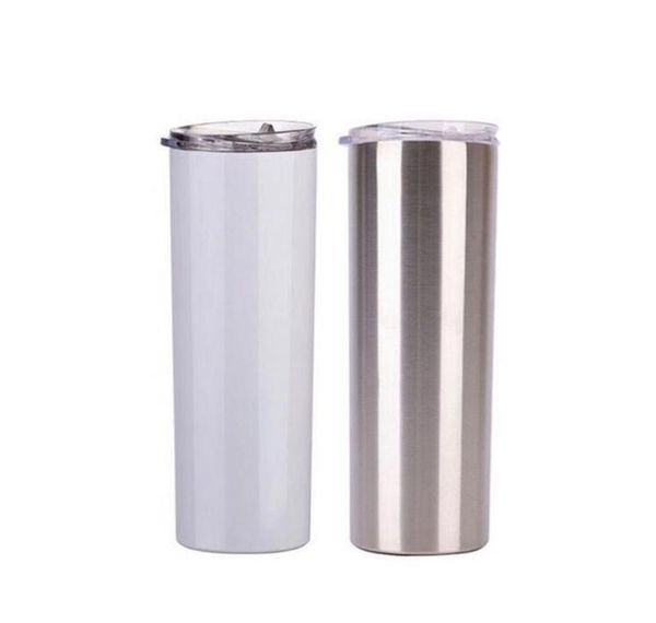 

20oz skinny tumblers blank sublimation slim cup coffee mugs with lid and straw beer mugs with sea shipping yya429 100pcs