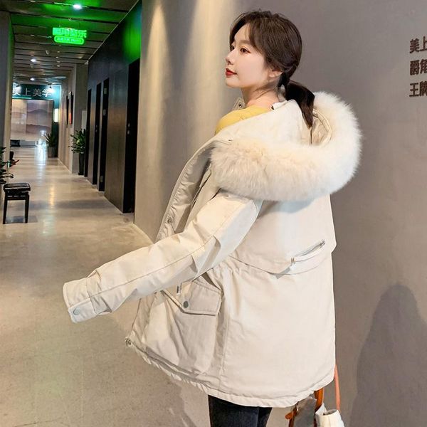 

women's down & parkas winter 2021 jacket fashion work clothes white duck thick coat korean loose parka, Black