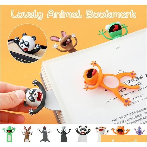 

original cute panda and shiba inu pvc material funny bookmarks 3d stereo cartoon animal marker school supplies stationery