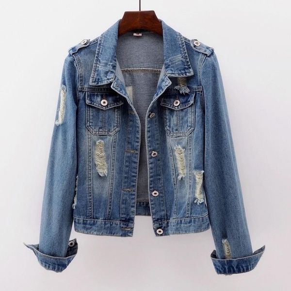 

women's jackets s-6xl plus size loose denim jacket casual jeans coats female retro coat womens basic cool bomber, Black;brown