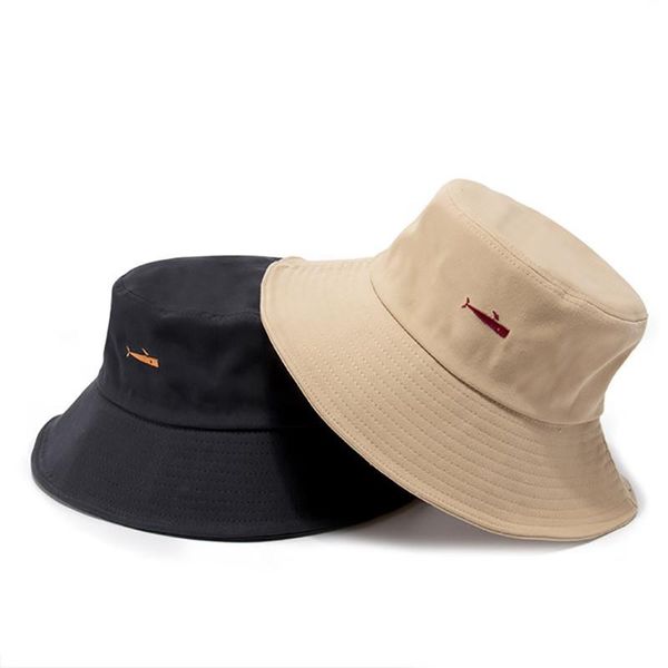 

new women bucket hat panama winter autumn warm polyester streetwear folding travel sunhat fish embroidery big wide visor vintage, Blue;gray