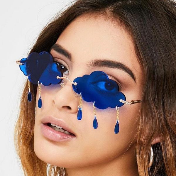 

sunglasses rimless women 2021 fashion clouds tassel steampunk sun glasses shades for eyewear clear lens mm12, White;black