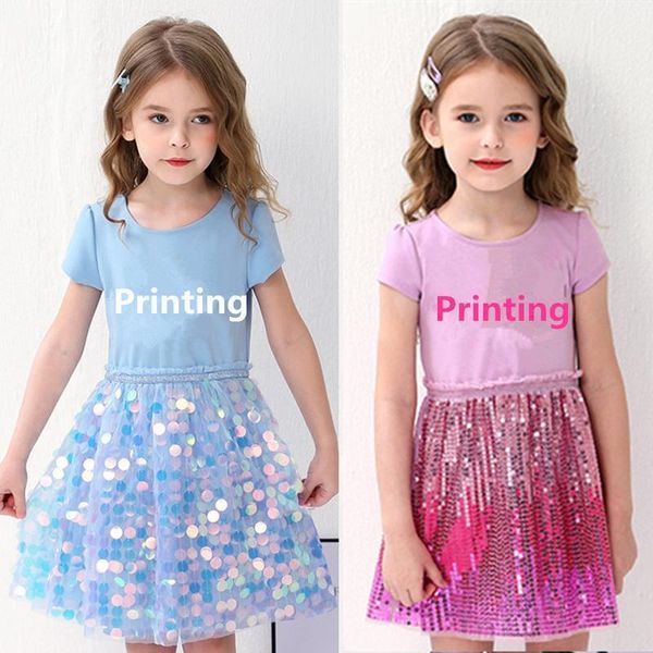 

girls dress princess costume summer kids dress for girls printing gauze party clothes children clothing short sleeve1, Red;yellow