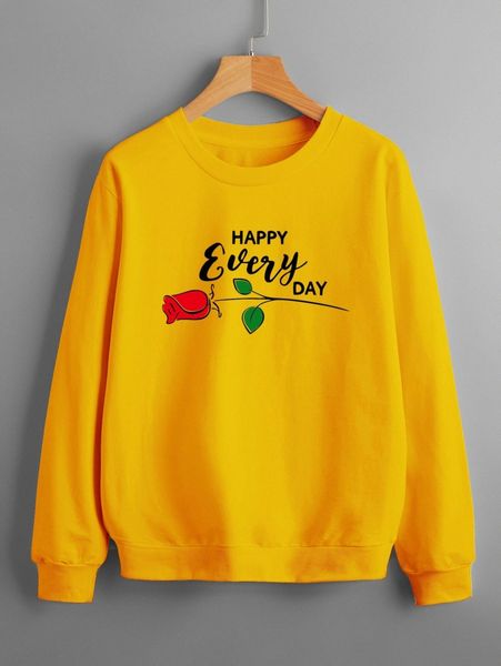 

floral & slogan print round neck sweatshirt 72pm#, White;black
