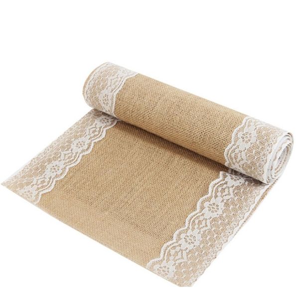 

new fashion jute burlap simple vintage style lace 30275cm table runner wedding country decoration for party home decor supplies f bbyosu