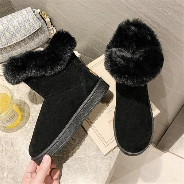 

female snowboots 2021 new autumn and winter plus velvet short tube of sole thick boots women's fashionable shoes lhki, Black