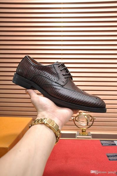 

sp size 33 mens dress shoe genuine leather business italian formal derby shoes luxury lace up net print suit shoes for men oxford shoes 33, Black