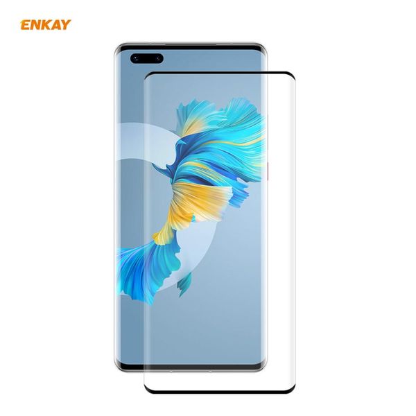 

1 pc for huawei mate 40 pro 40 pro 40 rs porsche design enkay hat-prince 026mm 9h 3d explosion-proof full screen curved heat bending temp