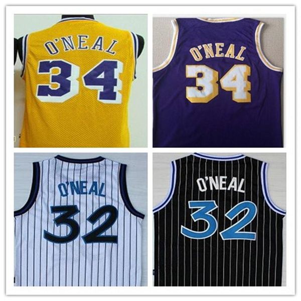 

top hot ncaa collage 34 # shaquille o neal purple yellow shaquille 32 o neal баскетбол сшитые размеры s-xxl, Black;red