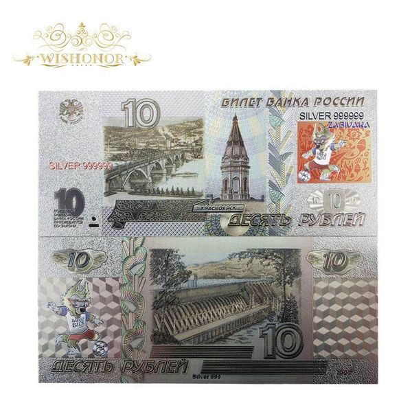 

10pcs lot for 2018 russia the wolf banknotes 100 rouble banknotes in 24k gold fake paper money for gift wmtbdk