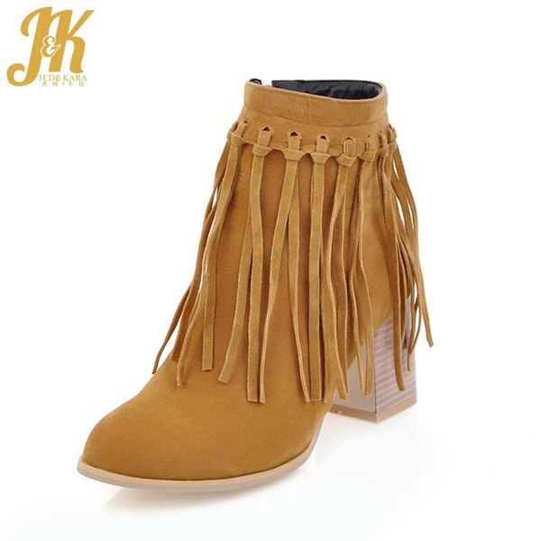 

jk осенние женщины boots boots tassel короткие плюшевые сапоги обувь уставала новый обувь новый 2020 мода толстые высокие каблуки женские об, Black