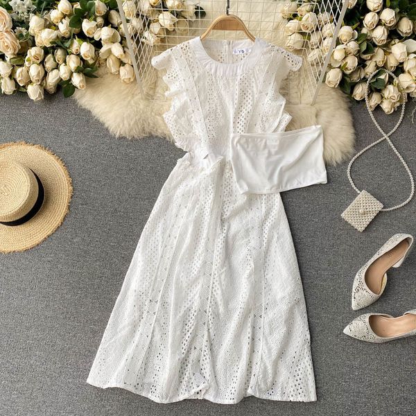 

2021 new singiny female design elegant solid sleeves drooled over the line dressed in summer vacation beach dress d45w, Black;gray