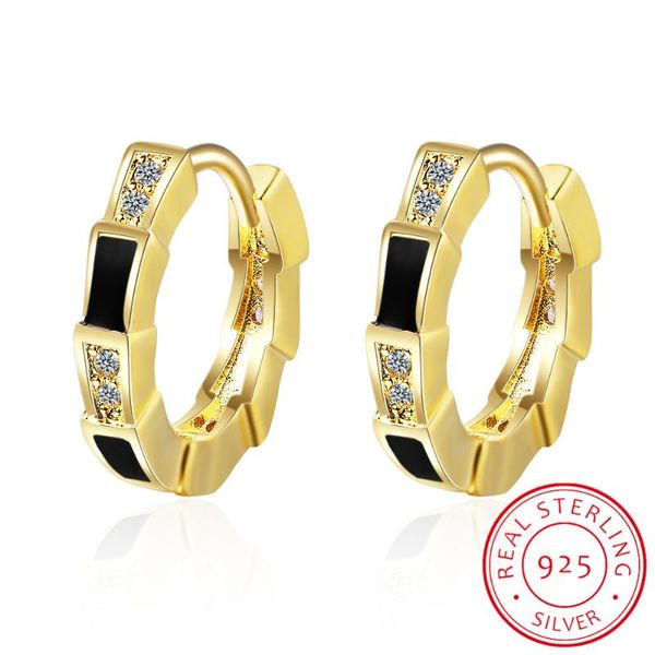 

роскошные женщины любители друзья настоящие 100% 925 сервер серебро 925 серьги для дне дня на день рождения черный цирконий аретес пенденс, Golden;silver