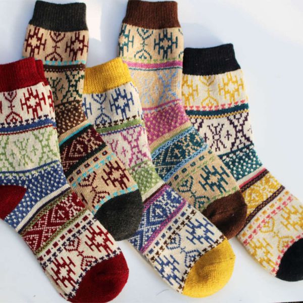 

popular new rabbit wool jacquard rice print women's socks, Black;white