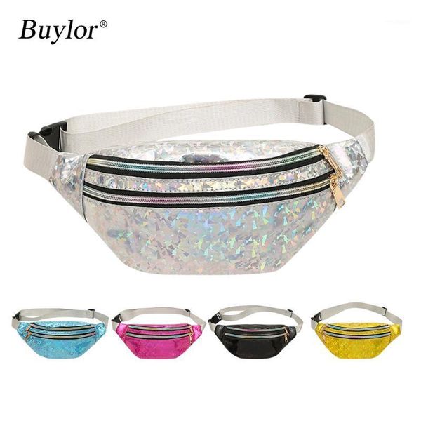 

buylor holographic fanny packs for women cute waist packs shiny waist bum bag waterproof for travel party festival running1
