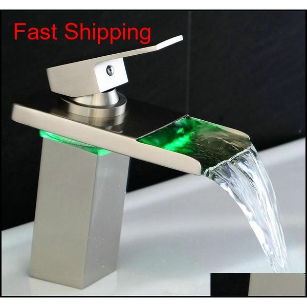 

black water powered led faucet bathroom basin faucet brass mixer tap waterfall qylubi bde_luck