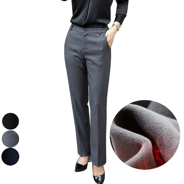 

women pants autumn winter high waist office lady female slim straight pants plus size s-4xl black blue gray, Black;white